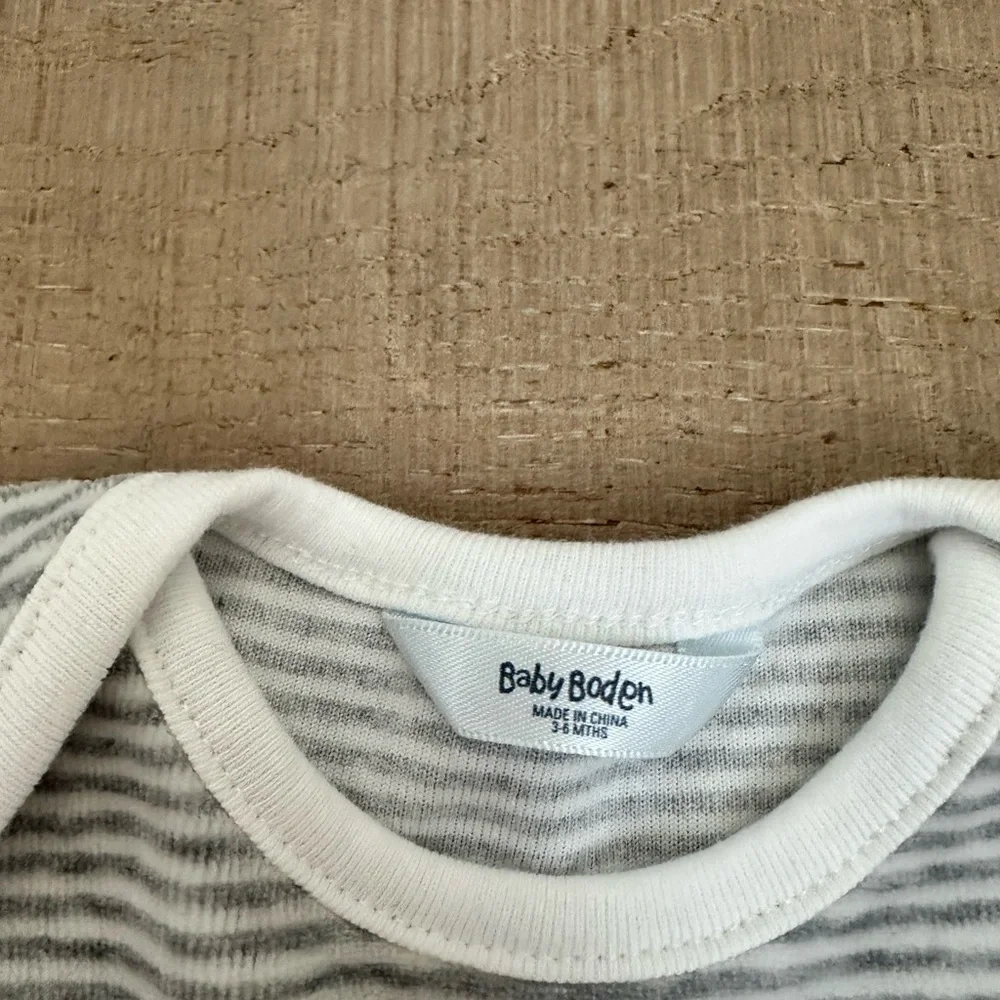 Baby Boden Gray Striped velour Pajama Set